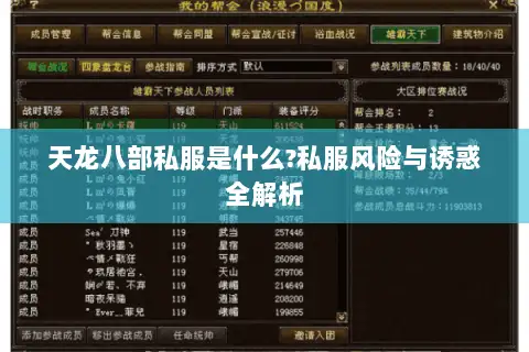 天龙八部私服是什么?私服风险与诱惑全解析 天龙八部私服是什么?私服风险与诱惑全解析