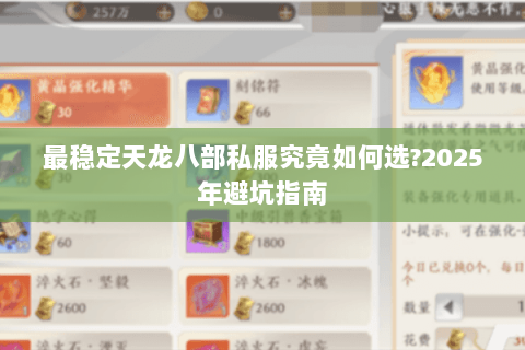 最稳定天龙八部私服究竟如何选?2025年避坑指南