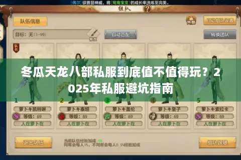 冬瓜天龙八部私服到底值不值得玩？2025年私服避坑指南