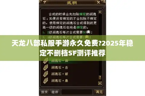 天龙八部私服手游永久免费?2025年稳定不删档SF测评推荐 天龙八部私服手游永久免费?2025年稳定不删档SF测评推荐