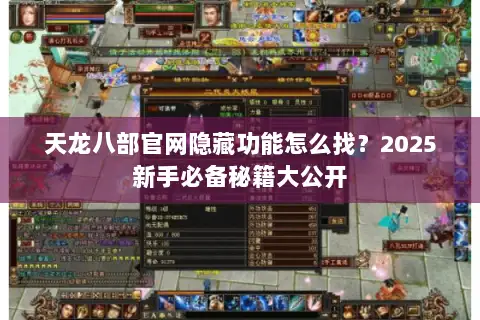天龙八部官网隐藏功能怎么找？2025新手必备秘籍大公开