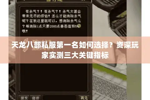 天龙八部私服第一名如何选择?资深玩家实测三大关键指标 天龙八部私服第一名如何选择?资深玩家实测三大关键指标