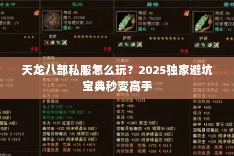 天龙八部私服怎么玩？2025独家避坑宝典秒变高手