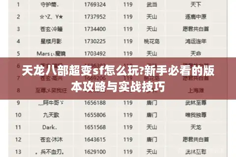 天龙八部超变sf怎么玩?新手必看的版本攻略与实战技巧 天龙八部超变sf怎么玩?新手必看的版本攻略与实战技巧
