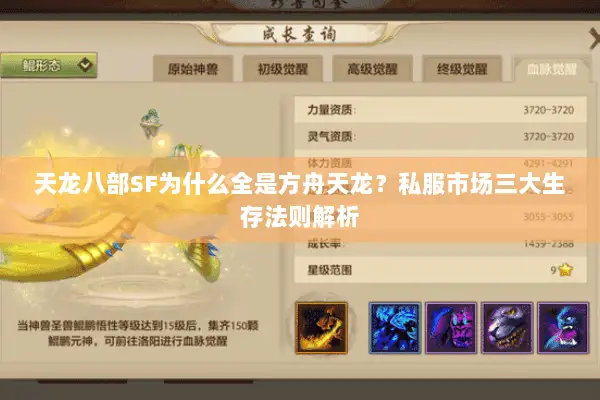 天龙八部SF为什么全是方舟天龙？私服市场三大生存法则解析