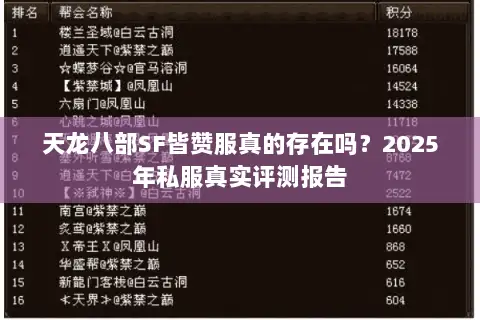 天龙八部SF皆赞服真的存在吗?2025年私服真实评测报告 天龙八部SF皆赞服真的存在吗?2025年私服真实评测报告
