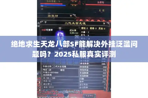 绝地求生天龙八部SF能解决外挂泛滥问题吗？2025私服真实评测