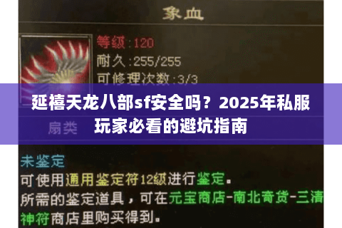 延禧天龙八部sf安全吗？2025年私服玩家必看的避坑指南