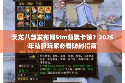 天龙八部发布网5tm频繁卡顿?2025年私服玩家必看防封指南 天龙八部发布网5tm频繁卡顿?2025年私服玩家必看防封指南