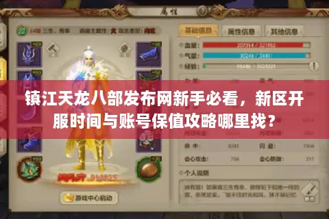 镇江天龙八部发布网新手必看，新区开服时间与账号保值攻略哪里找？