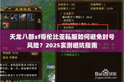 天龙八部sf哥伦比亚私服如何避免封号风险?2025实测避坑指南 天龙八部sf哥伦比亚私服如何避免封号风险?2025实测避坑指南