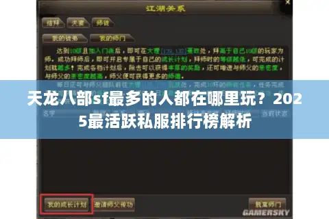 天龙八部sf最多的人都在哪里玩？2025最活跃私服排行榜解析
