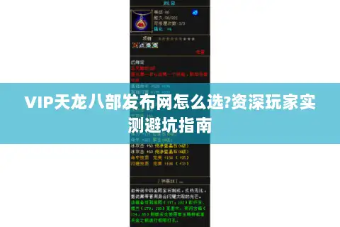 VIP天龙八部发布网怎么选?资深玩家实测避坑指南