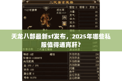 天龙八部最新sf发布，2025年哪些私服值得通宵肝？