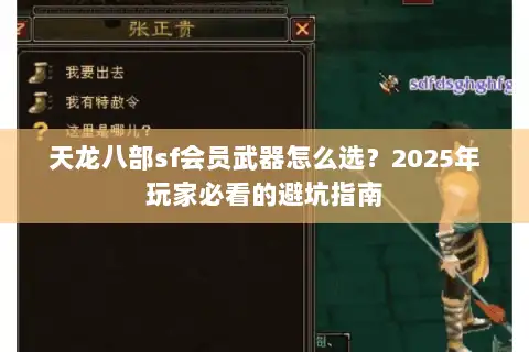 天龙八部sf会员武器怎么选？2025年玩家必看的避坑指南