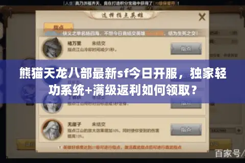 熊猫天龙八部最新sf今日开服,独家轻功系统+满级返利如何领取? 熊猫天龙八部最新sf今日开服,独家轻功系统+满级返利如何领取?