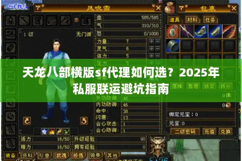 天龙八部横版sf代理如何选？2025年私服联运避坑指南