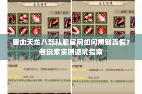 兽血天龙八部私服官网如何辨别真假？老玩家实测避坑指南