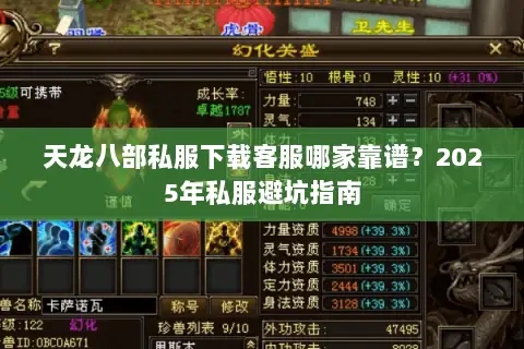 天龙八部私服下载客服哪家靠谱？2025年私服避坑指南