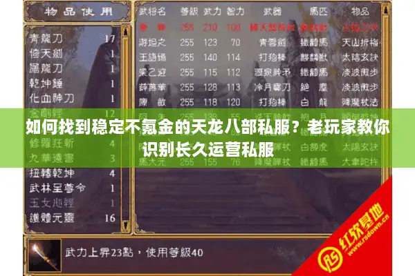 如何找到稳定不氪金的天龙八部私服？老玩家教你识别长久运营私服