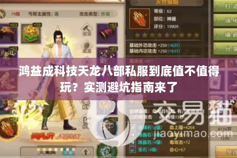 鸿益成科技天龙八部私服到底值不值得玩？实测避坑指南来了