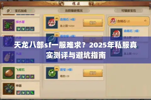 天龙八部sf一服难求？2025年私服真实测评与避坑指南