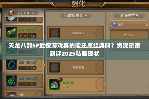 天龙八部SF武侠游戏真的能还原经典吗？资深玩家测评2025私服现状