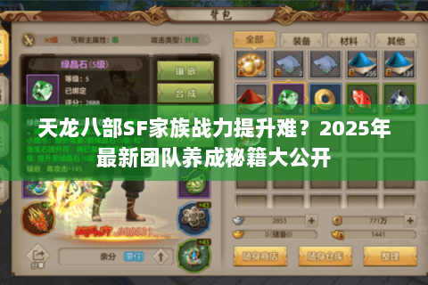 天龙八部SF家族战力提升难?2025年最新团队养成秘籍大公开 天龙八部SF家族战力提升难?2025年最新团队养成秘籍大公开