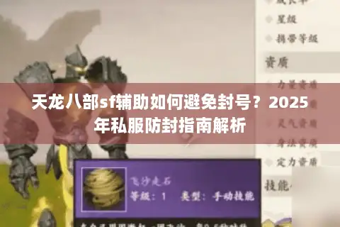 天龙八部sf辅助如何避免封号?2025年私服防封指南解析 天龙八部sf辅助如何避免封号?2025年私服防封指南解析