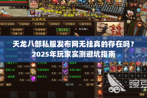 天龙八部私服发布网无挂真的存在吗？2025年玩家实测避坑指南