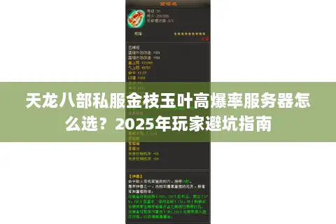 天龙八部私服金枝玉叶高爆率服务器怎么选？2025年玩家避坑指南