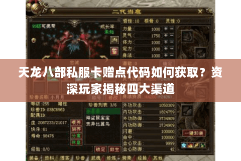 天龙八部私服卡赠点代码如何获取？资深玩家揭秘四大渠道