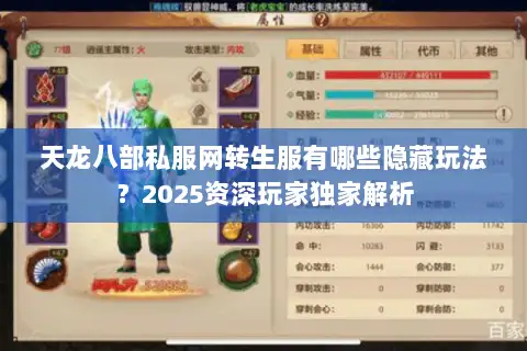 天龙八部私服网转生服有哪些隐藏玩法？2025资深玩家独家解析
