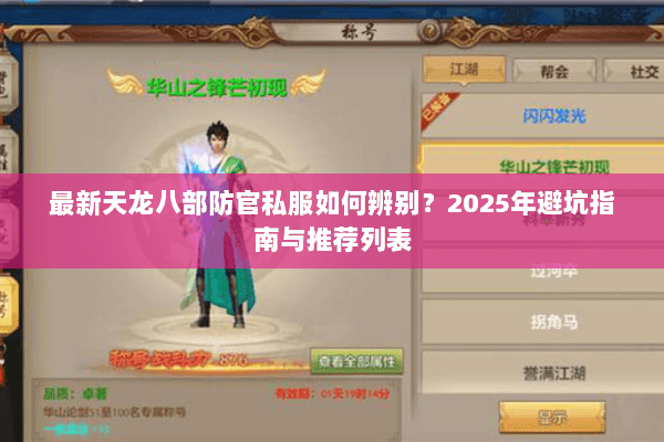 最新天龙八部防官私服如何辨别？2025年避坑指南与推荐列表