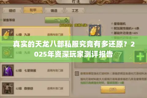 真实的天龙八部私服究竟有多还原?2025年资深玩家测评报告 真实的天龙八部私服究竟有多还原?2025年资深玩家测评报告