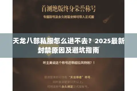 天龙八部私服怎么进不去？2025最新封禁原因及避坑指南