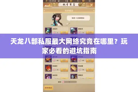 天龙八部私服最大网络究竟在哪里？玩家必看的避坑指南