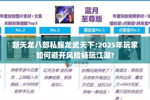 新天龙八部私服龙武天下:2025年玩家如何避开风险畅玩江湖?