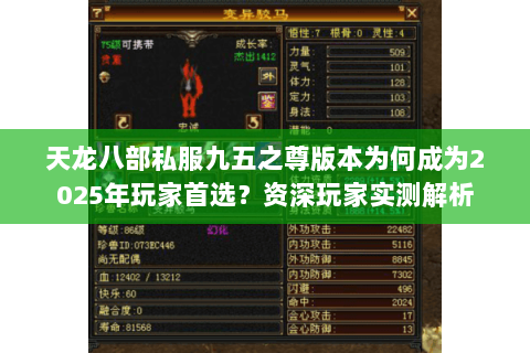 天龙八部私服九五之尊版本为何成为2025年玩家首选？资深玩家实测解析