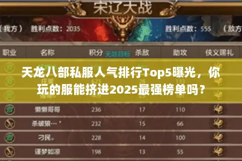 天龙八部私服人气排行Top5曝光,你玩的服能挤进2025最强榜单吗? 天龙八部私服人气排行Top5曝光,你玩的服能挤进2025最强榜单吗?