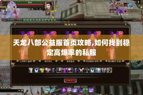天龙八部公益服首页攻略,如何找到稳定高爆率的私服