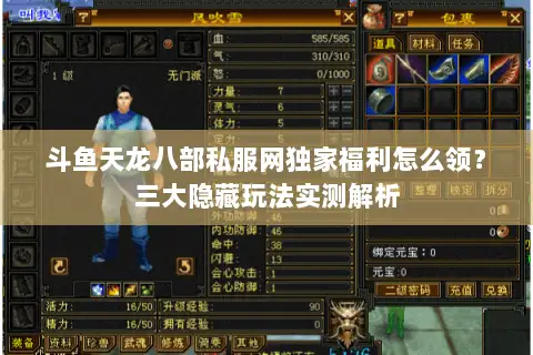 斗鱼天龙八部私服网独家福利怎么领？三大隐藏玩法实测解析