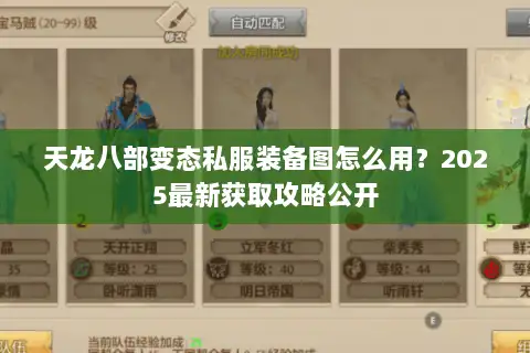 天龙八部变态私服装备图怎么用?2025最新获取攻略公开 天龙八部变态私服装备图怎么用?2025最新获取攻略公开