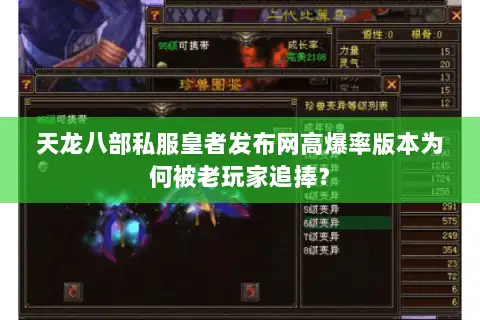 天龙八部私服皇者发布网高爆率版本为何被老玩家追捧？