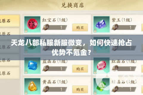 天龙八部私服新服微变，如何快速抢占优势不氪金？