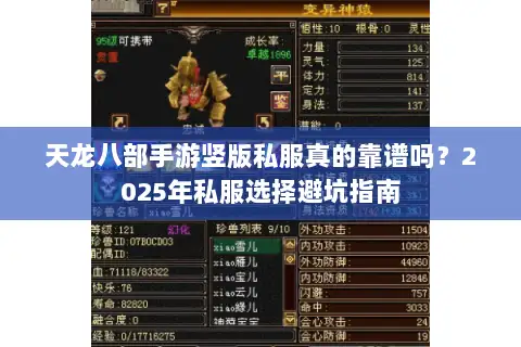 天龙八部手游竖版私服真的靠谱吗？2025年私服选择避坑指南