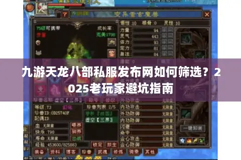 九游天龙八部私服发布网如何筛选?2025老玩家避坑指南 九游天龙八部私服发布网如何筛选?2025老玩家避坑指南