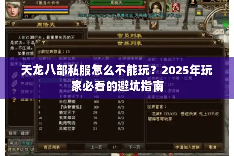 天龙八部私服怎么不能玩?2025年玩家必看的避坑指南 天龙八部私服怎么不能玩?2025年玩家必看的避坑指南