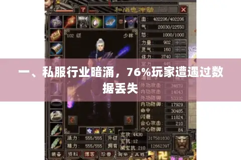 一、私服行业暗涌，76%玩家遭遇过数据丢失