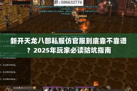 新开天龙八部私服仿官服到底靠不靠谱？2025年玩家必读防坑指南